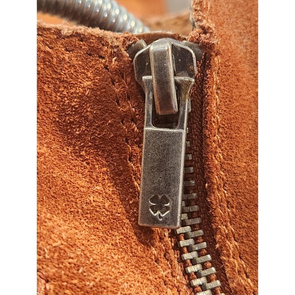 Lucky Brand Boots Womens Size 9.5 Red Oak Oiled Suede Basel Embroidered Ankle - Picture 5 of 9